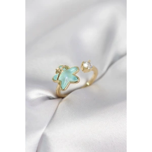 Erb Gold Renk Turkuaz Yıldız Model Kadın Yüzük