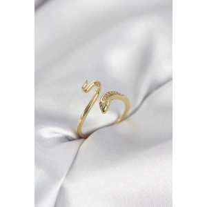 Erb Gold Renk Yılan Model Zirkon Taşlı Kadın Yüzük