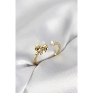 Erb Gold Renk Yonca Model Sedefli Kadın Yüzük