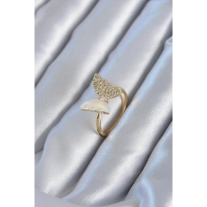 Erb Gold Renk Zirkon Taş Detay Pirinç Kadın Yüzük