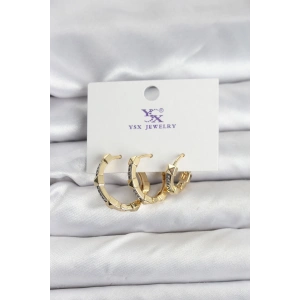 Erb Gold Renk Zirkon Taşlı Kadın Küpe