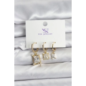 Erb Gold Renk Zirkon Taşlı Kadın Küpe