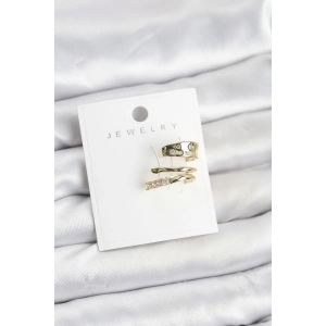 Erb Gold Renk Zirkon Taşlı Pirinç Kıkırdak Küpe