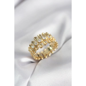 Erb Gold Renk Zirkon Taşlı Sıralı Damla Model Kadın Yüzük