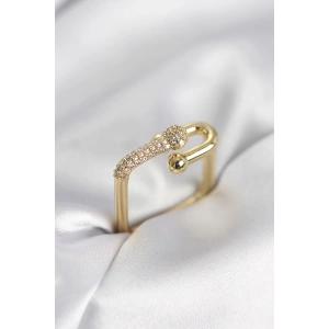 Erb Gold Renk Zirkon Taşlı Tifani Model Kare Kadın Yüzük