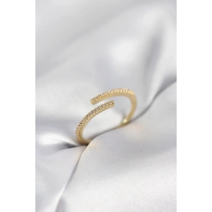 Erb Gold Renk Zirkon Taşlı Yılan Tarz Kadın Yüzük