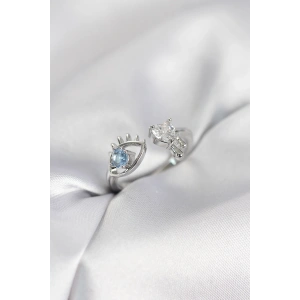 Erb Gözyaşı Model Gümüş Renk Zirkon Taşlı Kadın Yüzük