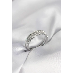 Erb Gümüş Renk Başak Model Zirkon Taşlı Kadın Yüzük