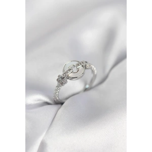 Erb Gümüş Renk Daire Form Sedef Ve Zirkon Taşlı Kadın Yüzük