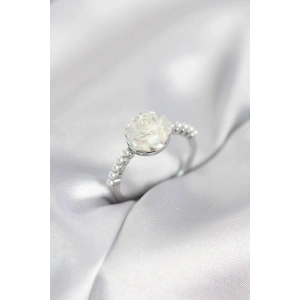 Erb Gümüş Renk Gül Model İncili Kadın Yüzük