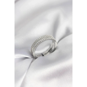 Erb Gümüş Renk Minimal Zirkon Taşlı Kadın Yüzük