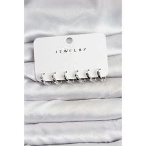 Erb Gümüş Renk Pirinç Minimal Petek Detaylı Kadın Küpe Seti