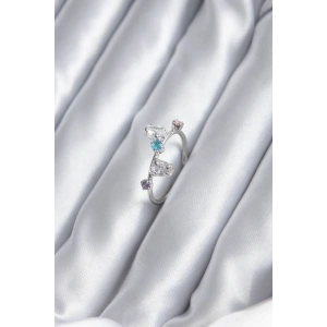 Erb Gümüş Renk Renkli Zirkon Taşlı Kadın Yüzük