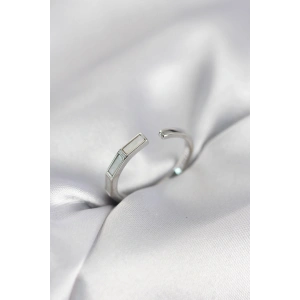 Erb Gümüş Renk Sedefli Çubuk Model Kadın Yüzük