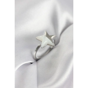 Erb Gümüş Renk Sedefli Yıldız Model Kadın Yüzük