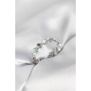 Erb Gümüş Renk Sedefli Yonca Model Kadın Yüzük