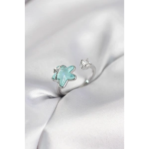 Erb Gümüş Renk Turkuaz Yıldız Model Kadın Yüzük