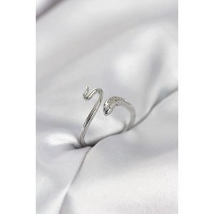 Erb Gümüş Renk Yılan Model Zirkon Taşlı Kadın Yüzük