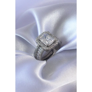 Erb Gümüş Renk Zirkon Taşlı Kadın Yüzük