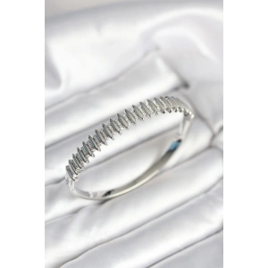 Erb Gümüş Renk Zirkon Taşlı Pirinç Kadın Kelepçe