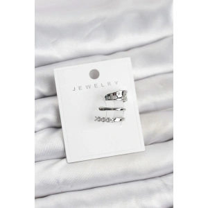 Erb Gümüş Renk Zirkon Taşlı Pirinç Kıkırdak Küpe