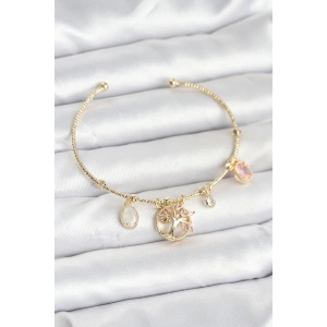 Erb Hayat Ağacı Charmlı Gold Renk Pirinç Kadın Bileklik