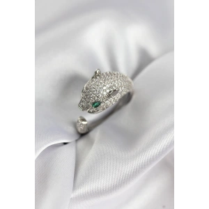 Erb Jaguar Model Gümüş Renk Zirkon Taşlı Kadın Yüzük