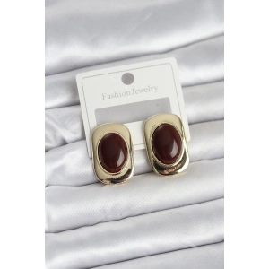 Erb Kahverengi Renk Kare Model Vintage Kadın Küpe