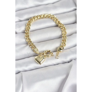 Erb Kalp Detaylı Gold Renk Pirinç Kadın Bileklik