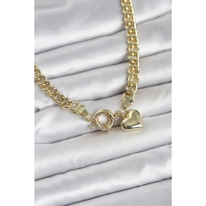 Erb Kalp Detaylı Gold Renk Pirinç Kadın Kolye