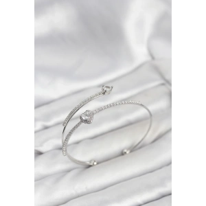 Erb Kalp Model Pirinç Gümüş Renk Kadın Bileklik