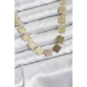 Erb Kare Plaka Model Gold Renk Kadın Kolye