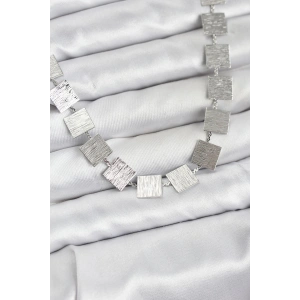 Erb Kare Plaka Model Gümüş Renk Kadın Kolye