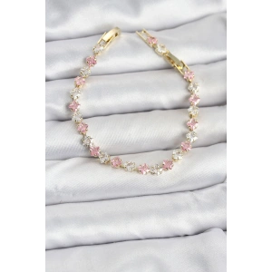 Erb Kare Zirkon Taşlı Gold Renk Kadın Bileklik