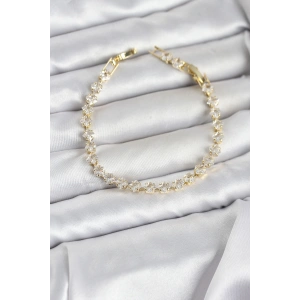 Erb Kare Zirkon Taşlı Gold Renk Pirinç Su Yolu Kadın Bileklik