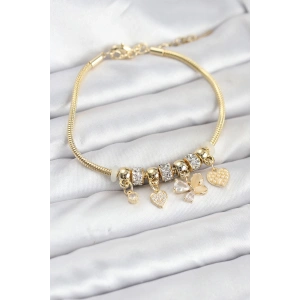 Erb Kelebek Charmlı Gold Renk Kadın Bileklik