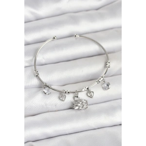 Erb Kuğu Charmlı Gümüş Renk Kadın Bileklik