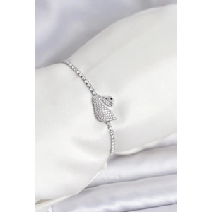 Erb Kuğu Model Zirkon Taşlı Gümüş Renk Asansörlü Su Yolu Bileklik