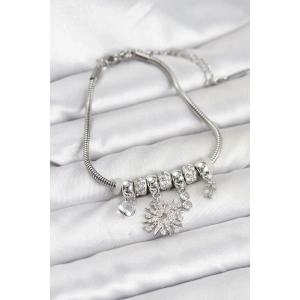 Erb Kutup Yıldızı Model Charmlı Gümüş Renk Kadın Bileklik