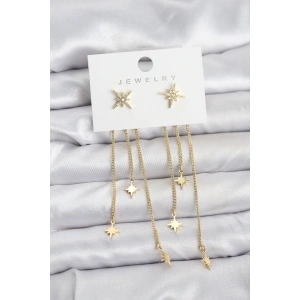 Erb Kutup Yıldızı Model Gold Renk Pirinç Sallantılı Kadın Küpe