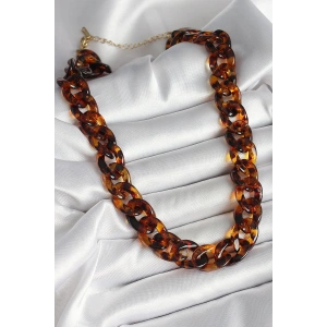 Erb Leopar Desenli Mika Kalın Zincir Kadın Kolye