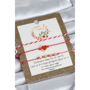 Erb Marteniçka Bileklik 3'lü Kırmızı Mineli Kalp Model