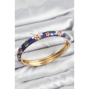 Erb Mineli Pirinç Mor Çiçek Motifli Gold Kadın Kelepçe