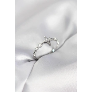 Erb Minimal Kutup Yıldızı Model Zirkon Taşlı Gümüş Renk Kadın Yüzük