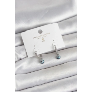 Erb Minimal Nazarlı Model Gümüş Renk Zirkon Taşlı Kadın Küpe