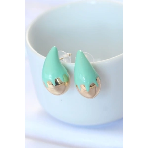 Erb Minimal Turkuaz Mineli Çift Renk Damla Küpe