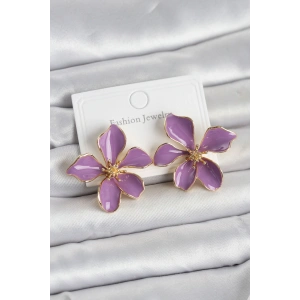 Erb Mor Mineli Çiçek Model Pirinç Kadın Küpe