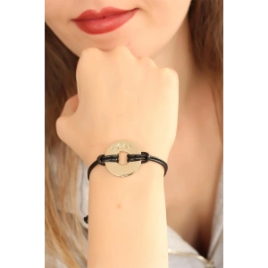 Erb OKAY (İyi) Siyah Deri İpli Unisex Mood Bileklik