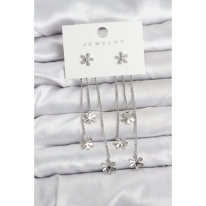 Erb Papatya Model Gümüş Renk Pirinç Sallantılı Kadın Küpe