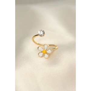 Erb Papatya Tasarımlı Zirkon Taşlı Ayarlanabilir Yüzük